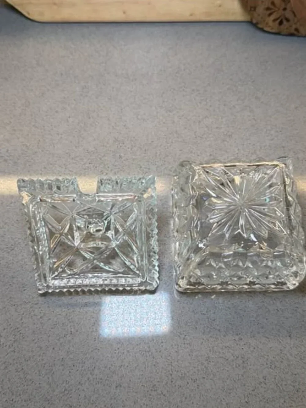Vintage Square Pressed Glass sugar bowl